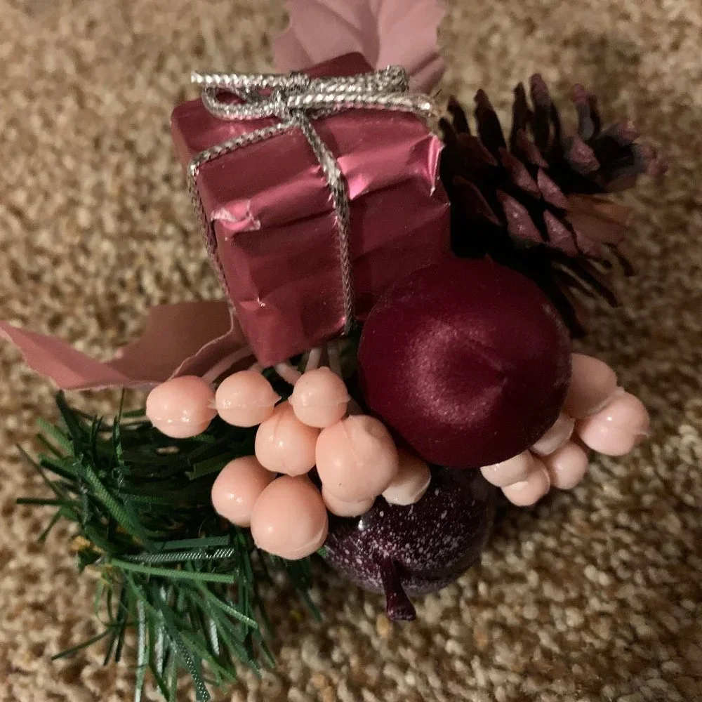 3 pink/burgandy Christmas floral picks